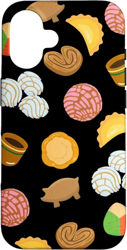 Vista 31 de iPhone 14 Plus Conchas Pan Dulce Patrón Negro Teléfono Caja Latina Caja De Regalo