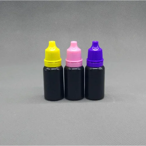 Vista 5 de Snadulor 60 botellas vacías de plástico negro con gotero exprimible de 0.2 fl oz con tapa protectora, botella de gotas para los ojos (tapa roja)