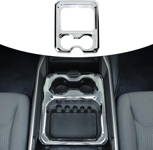 Vista 9 de Cubierta de panel de consola central de fibra de carbono con portavasos para apoyabrazos delantero Compatible con 2019-2025 Dodge RAM 1500 2500 3500