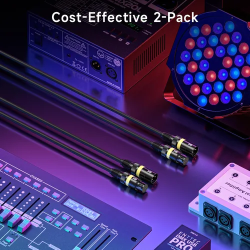 Vista 7 de Cable Matters Paquete de 2 cables DMX de luz de escenario de 22 AWG de 10 pies / 9.8 ft con conector XLR de 3 pines, cable de iluminación DMX macho