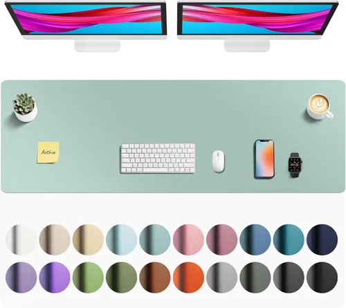 Vista 80 de Aothia - Protector de escritorio de cuero sintético, base para mouse y cubierta antideslizante, superficie impermeable para laptop y escritura