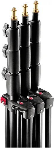 Vista 3 de Manfrotto 1004BAC - Soporte de luz maestro de aluminio acolchado de aire de 144 pulgadas con 4 secciones y 3 elevadores, paquete de 3 (negro)