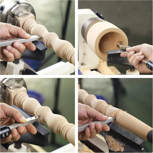 Vista 6 de Juego de herramientas de torneado de torno de madera con punta de carburo con lijadora de cuenco, herramienta de desbaste y acabado de ahuecado