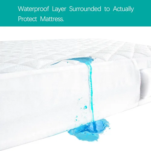 Vista 7 de Protector de colchón para cuna con cremallera, funda impermeable para colchón de cuna, transpirable y absorbente, funda de 6 lados totalmente