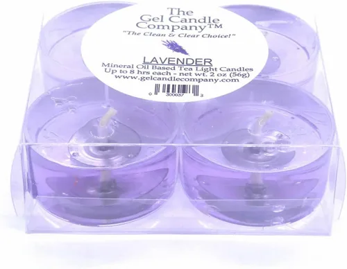 Vista 2 de 4 Pack Lavender Scented Mineral Oil Based Gel Candles Up to 8 Hour Scented Tea Lights by The Gel Candle Company