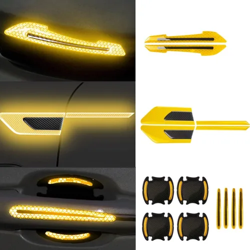 Vista 16 de x xotic tech Pegatinas reflectantes para manija de puerta de automóvil, protección contra arañazos, patrón de fibra de carbono con tira