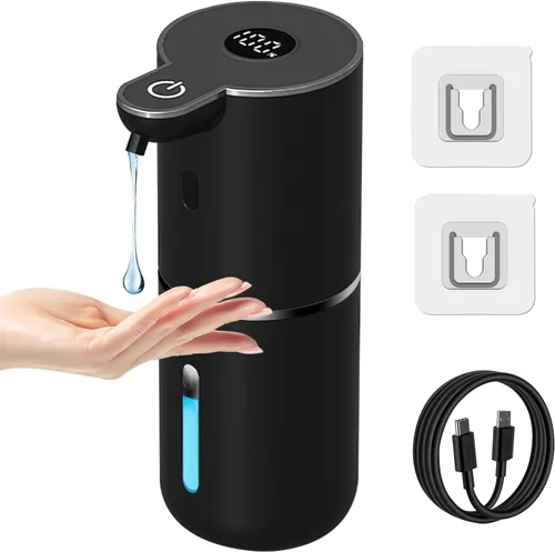 Vista 12 de Dispensador automático de jabón espumoso sin contacto, dispensador de jabón de manos inteligente recargable por USB, 6 niveles ajustables, 12.8