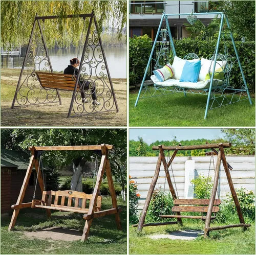 Vista 6 de Kasla Funda para columpio al aire libre, impermeable y resistente, cubierta para patio, juego de columpios con marco A, hamaca y soporte de columpio