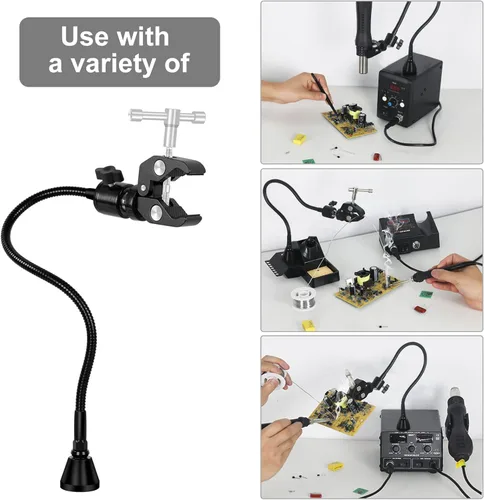 Vista 3 de NEWACALOX - Soporte de pistola de calor para soldar, soporte de tercera mano para soldar, sujetar y soldar