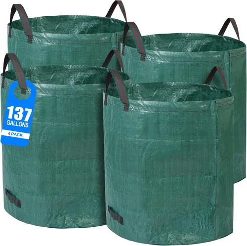 Vista 8 de 2 paquetes de 137 galones de bolsas reutilizables para residuos de jardín con fondo doble, bolsas extragrandes para hojas de césped, resistentes
