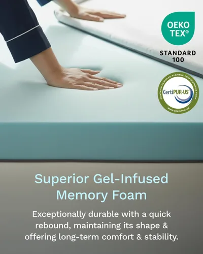Vista 2 de ViscoSoft Dusk Cubrecolchón de 2 pulgadas de espuma viscoelástica - Cubrecolchón para colchón individual, funda lavable, alivio del enfriamiento