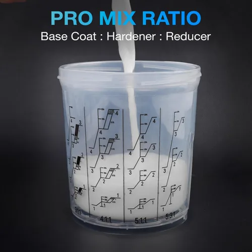 Vista 7 de Sistema de Vasos de Pintura Desechables de 20 Onzas (600ml) Kit - Paquete de 50 Vasos de Pintura con Tapas, 2 Vasos Duros con Anillo Retenedor, 20