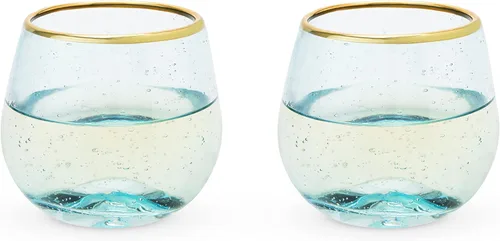 Vista 8 de Twine Copas de champán sin tallo con borde dorado, copas de vino espumoso para Prosecco, cócteles espumosos, cócteles sin alcohol, mimosas