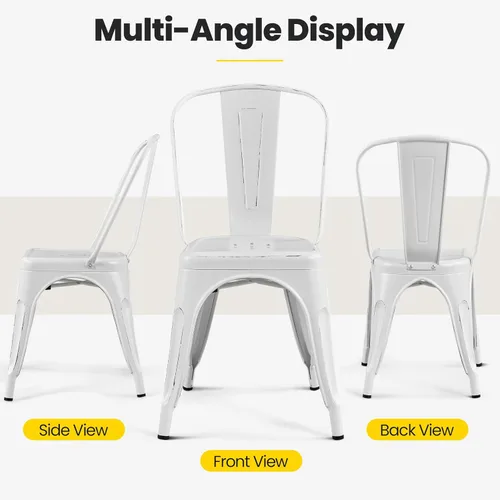 Vista 16 de Yaheetech Juego de 4 sillas de comedor de metal, sillas de cocina apilables industriales con asiento superior de madera para comedor, restaurante