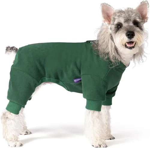 Vista 15 de cyeollo Pijama de forro polar para perro, overol térmico para perrito, enterizo elástico para perros, ropa para gatos, color azul marino, talla XS