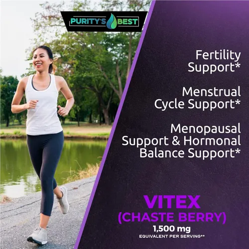 Vista 4 de Purity's Best Vitex (Chaste Berry), fórmula concentrada de 300 mg, apoya el equilibrio hormonal y la salud menstrual, 140 cápsulas vegetales