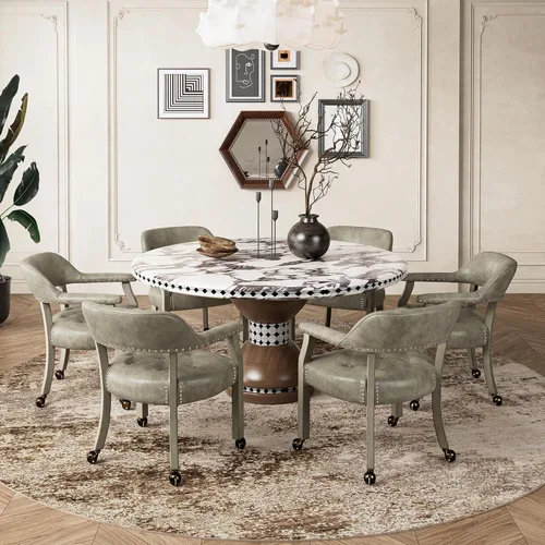 Vista 88 de Silla de comedor con ruedas, sillas de capitán con rodillos, juegos de dinette, sillas de póquer con ruedas, mesa de cocina, sillas rodantes, silla