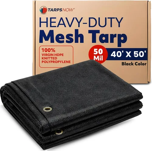 Vista 27 de Tarps Now Lonas de malla resistentes (4 x 10 pies) con ojales, lona de tela con 75 % de protección solar para pantalla de patio, bloque de viento