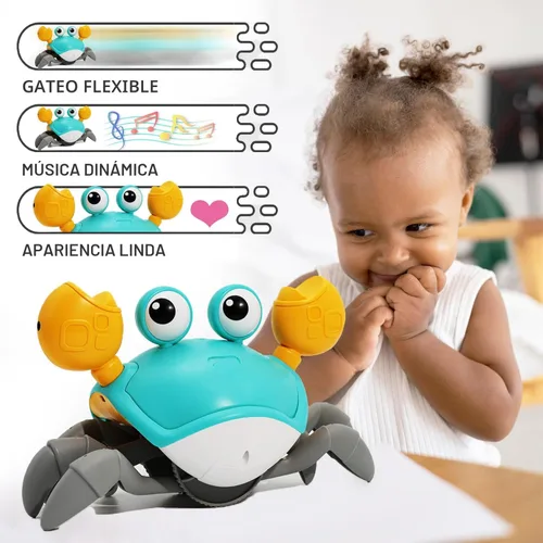 Vista 2 de Pbooo Juguete de Cangrejo que Gatea para Bebé, Juguete de Cangrejo Interactivo que Camina y Baila (Sensor Infrarrojo) 3-6 6-12 Meses, Juguete