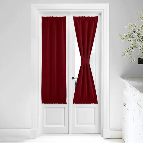 Vista 62 de NICETOWN Cortinas 100% opacas para puerta francesa, cortinas de privacidad para ventana, persianas de oscurecimiento de habitación de 25 x 64