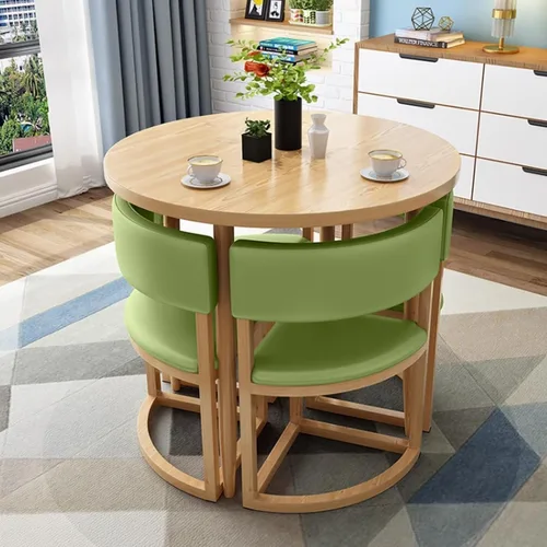 Vista 13 de YVYKFZD Juego de mesa de comedor redonda, juego de mesa y silla para sala de recepción de oficina, mesa de conferencia de café simple, mesa