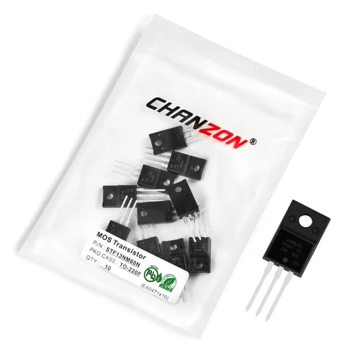 Vista 60 de Chanzon 2N60 TO-220AB NMOS MOS N-Channel Power MOSFET Transistor, alto voltaje y corriente nominal, (paquete de 10 unidades)