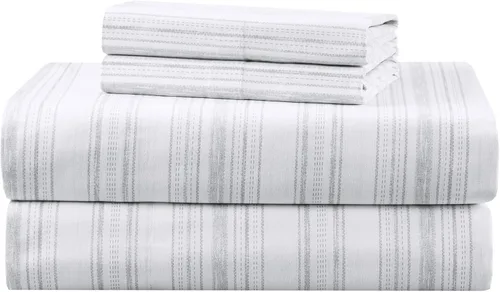 Vista 44 de Comfort Spaces Juego de sábanas 100% algodón transpirable, ligero, suave, con bolsillo elástico de 14 pulgadas que se adapta a colchones de hasta 16