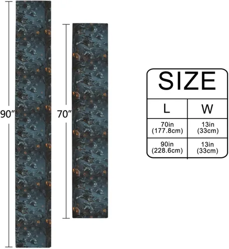 Vista 3 de Halloween Pumpkin and Wolf Decorative Table Runner Boho, 13x70inches, Table Decorations Reusable Dining Room Table decoracion para mesa de Centro