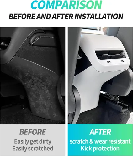 Vista 6 de Cubierta protectora anti patadas trasera para Tesla Model 3 2017-2023, salida de ventilación trasera anti patadas para aire acondicionado para Tesla