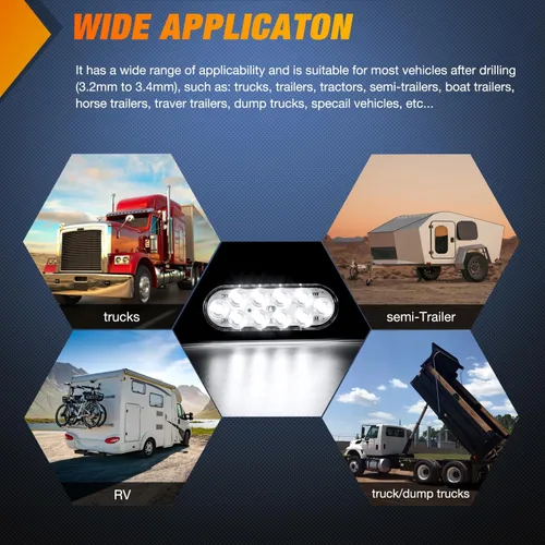 Vista 7 de Nilight Luz trasera LED ovalada blanca de 6 pulgadas, 4 unidades, 10 LED, impermeable, marcha atrás, montaje en superficie, luces para remolques