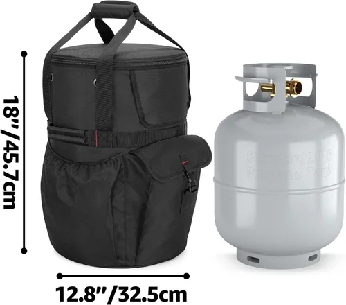 Vista 5 de SAMDEW Bolsa de tanque de propano para exteriores de 20 libras, cubierta portátil para tanque de gas propano con función de mesa, 2 bolsillos y asas