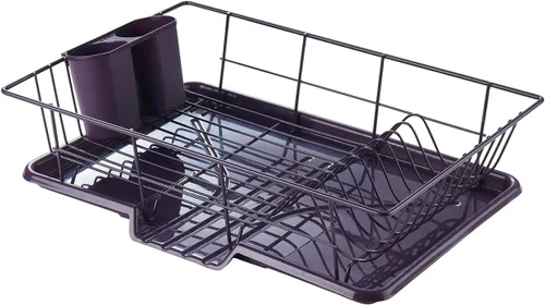 Vista 20 de Sweet Home Collection - Juego de escurridor de platos de 3 piezas que ahorra espacio: Organizador de cocina eficiente para secado rápido