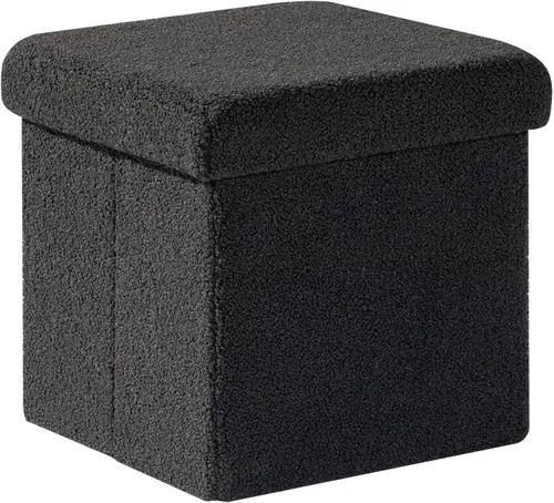 Vista 67 de PINPLUS Otomanas otomanas de almacenamiento con forma cuadrada con reposapiés de almacenamiento para sala de estar, asiento otomano Boucle para Gris