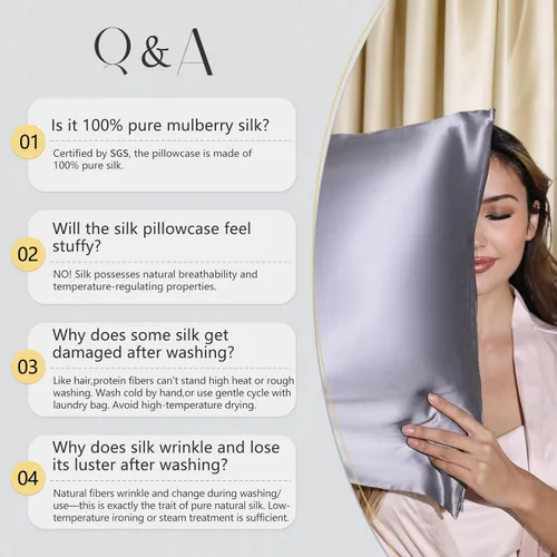 Vista 5 de ZIMASILK Funda de almohada de seda de morera 100 % 6A mejorada de grado 6A para cabello y piel, con cremallera oculta reforzada, más suave y Beige