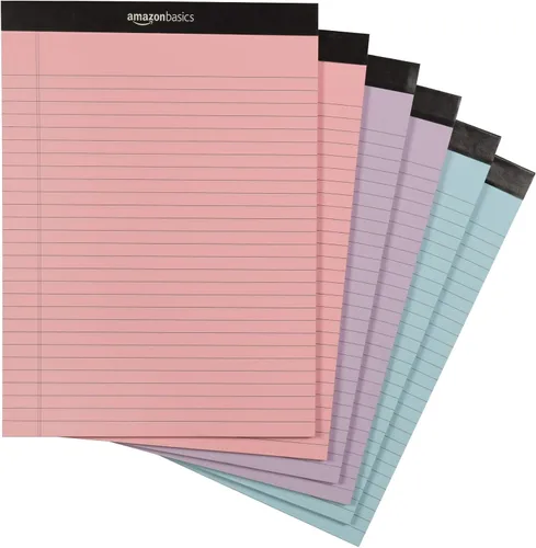 Vista 9 de Amazon Basics Bloc de notas de escritura con rayas anchas de 50 hojas, 8.5 x 11.75 pulgadas, paquete de 12, 600 hojas perforadas, canario
