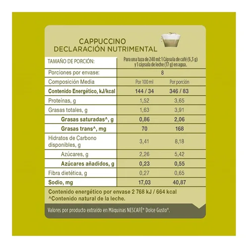 Vista 2 de NESCAFÉ Dolce Gusto Cápsulas de café capuchino, 16 unidades (paquete de 3)