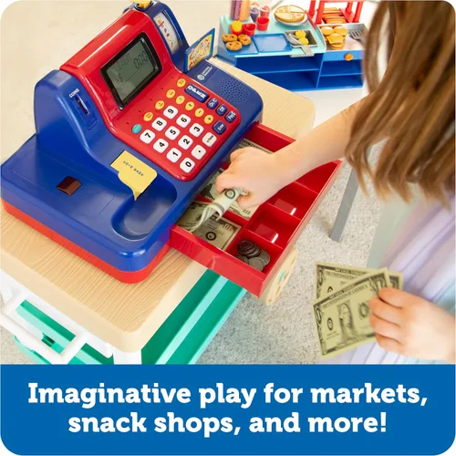 Vista 4 de Learning Resources Pretend & Play Caja registradora de enseñanza - Juegos de matemáticas, juego de simulación de tienda de comestibles, habilidades