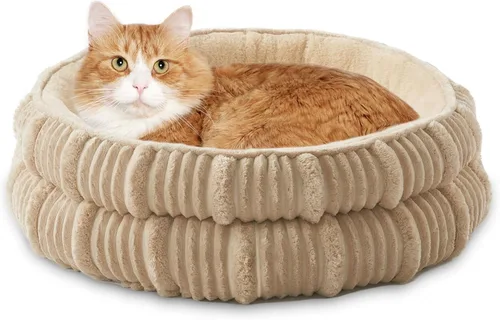 Vista 9 de Camas para gatos de interior, cama para gatitos, cama para perros de razas extra pequeñas, cama para cachorros, cama cómoda y duradera para Beige1
