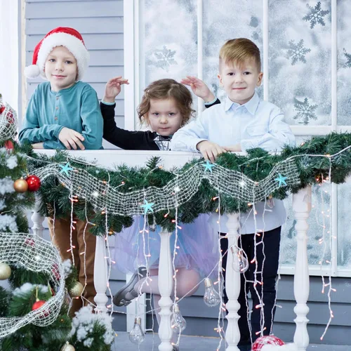 Vista 4 de Guirnalda costera de Navidad de 10 pies con temática náutica de mar en el océano, playa, decoración para árbol de Navidad, repisa, cortinas