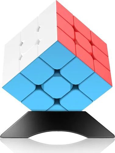 Vista 8 de Cubo magnético de velocidad 3 x 3 sin calcomanías, cubo de competencia profesional con 24 imanes fuertes, corte de esquina de 55°/35°, suave