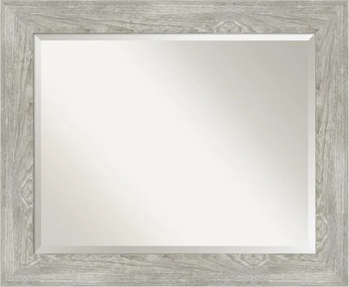 Vista 20 de Amanti Art Espejo de pared gris de 25 x 21 pulgadas, espejo rectangular gris rústico de baño para decoración de pared de sala de estar, marco