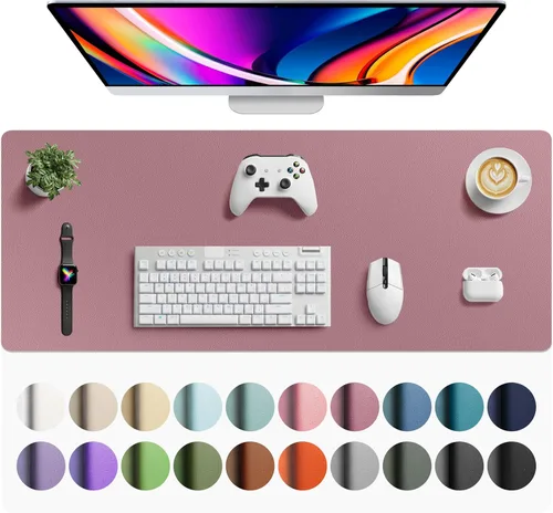 Vista 136 de Aothia - Protector de escritorio de cuero sintético, base para mouse y cubierta antideslizante, superficie impermeable para laptop y escritura