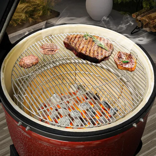 Vista 7 de Canasta de cenizas de carbón Onlyfire de acero inoxidable con asas, se ajusta a la parrilla Kamado Joe Big Joe