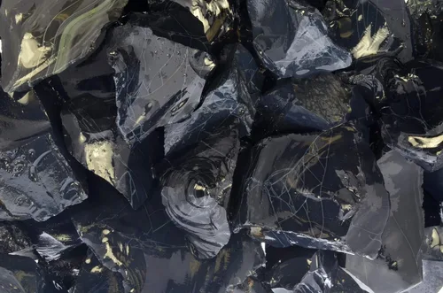 Vista 11 de Fantasia Materiales: 1 libra de piedras en bruto de obsidiana negra de México - Vidrio de volcán natural crudo