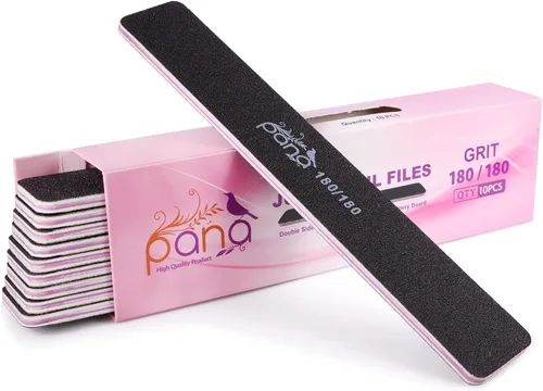Vista 17 de 10 PIEZAS Limas de Uñas Profesionales PANA de Doble Cara Tamaño Jumbo - Negro, Grano 60/60 - Lima de Uñas Tipo Esmeril Lima Pulidora de Uñas