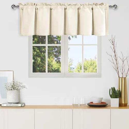 Vista 46 de DWCN Cenefa para ventanas, cenefa de cortina de cocina, cenefa corta sólida, con bolsillo para barra, cortinas para ventana de baño/sótano, 1 panel