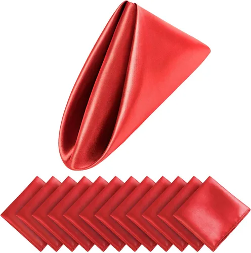 Vista 14 de Aneco 12 piezas de servilletas de satén cuadradas de 20 x 20 pulgadas, servilletas de cena para bodas, servilletas de fiesta, servilletas de mesa