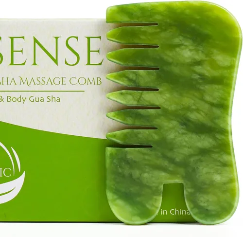 Vista 13 de Peine de masaje de jade, herramienta de peine de masaje de cuero cabelludo de piedra de jade, herramienta Gua Sha facial para mandíbula e hinchazón