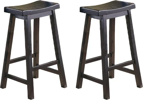 Vista 9 de Lexicon Victoria Saddle - Juego de 2 taburetes de altura de mesa de madera maciza, taburete de cocina para comedor, asiento de silla sin brazos