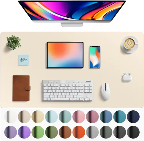 Vista 184 de Aothia - Protector de escritorio de cuero sintético, base para mouse y cubierta antideslizante, superficie impermeable para laptop y escritura